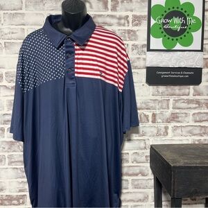 Izod Blue and Red Polo Shirt with Patriotic Design